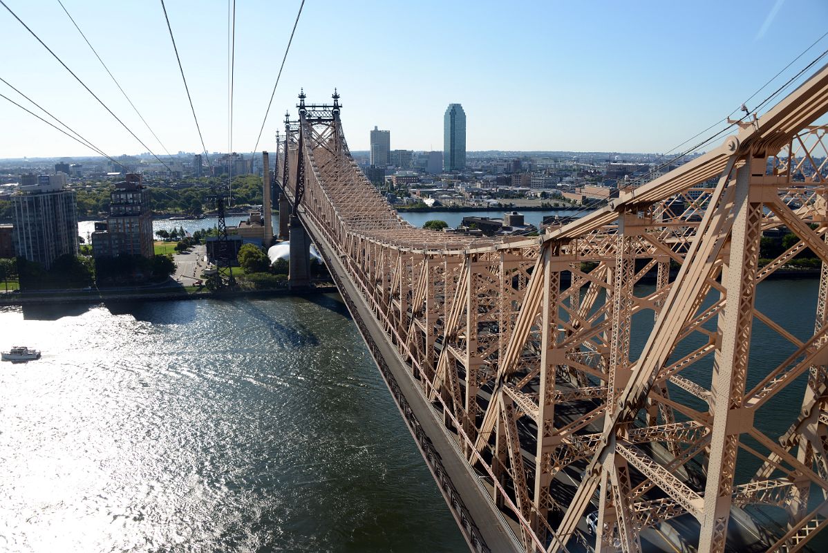 10 New York City Roosevelt Island Tramway Next To Ed Koch Queensboro Bridge Crossing East River With View Of Roosevelt Island And Queens Queensbridge Park and Hunters Point With Citibank Tower